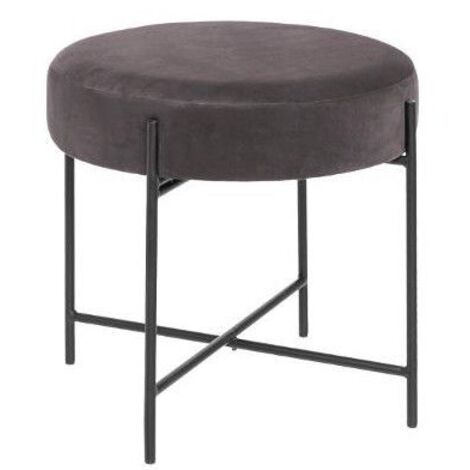 Atmosphera - Tabouret Oslo Effet Fourrure Gris - Ameublement