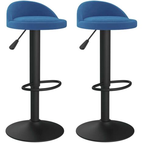Tabouret assise arrondie velours bleu Luna - Lot de 2
