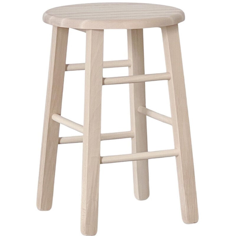 Tabouret avec assise ronde hauteur 47 cm brut à peindre avec pieds droits