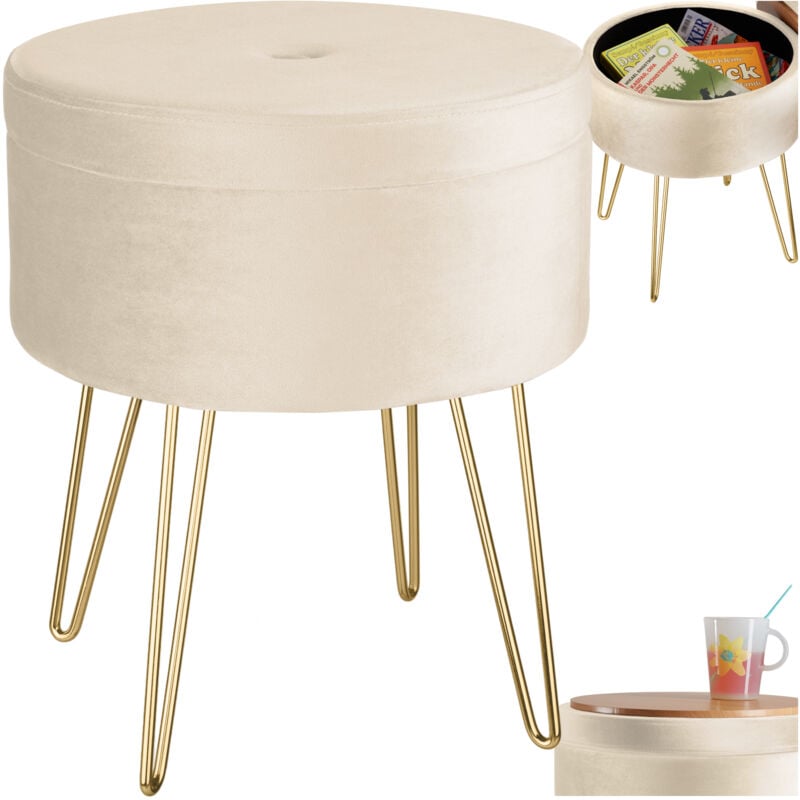 Tectake - Pouf avec espace de rangement Rond capacité de charge 300 kg