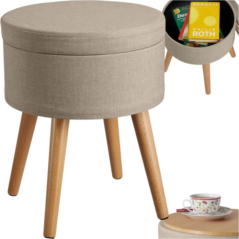 Pouf avec rangement Rond capacité de charge 300 kg