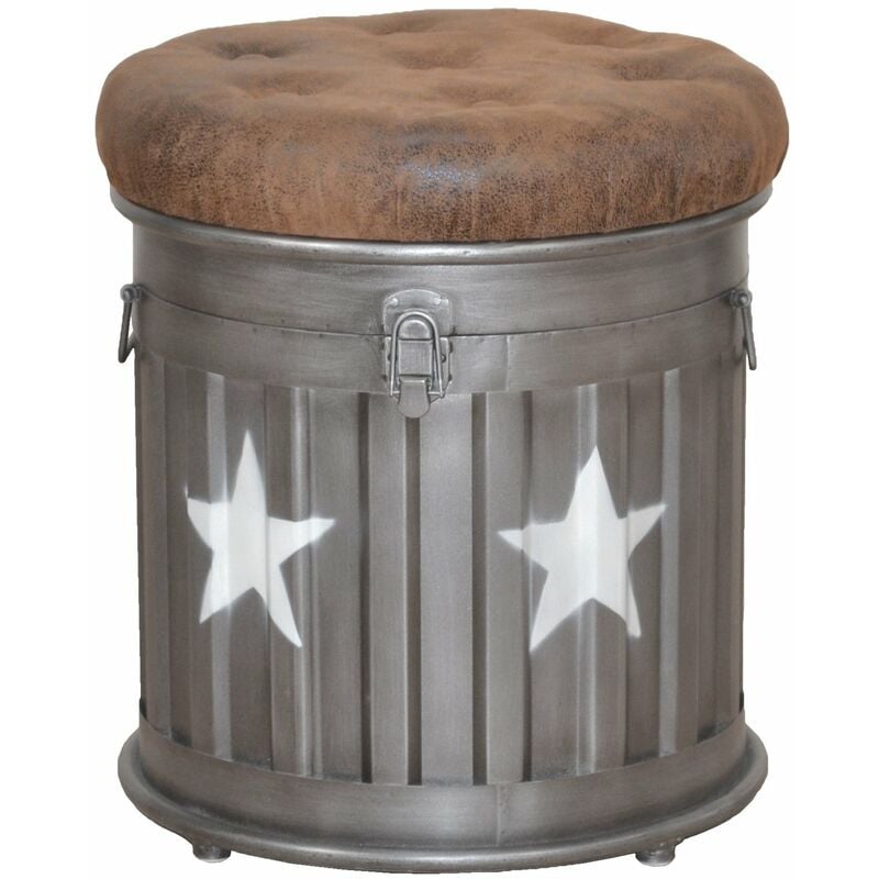 Tabouret avec espace de rangement en métal style industriel TABO05005