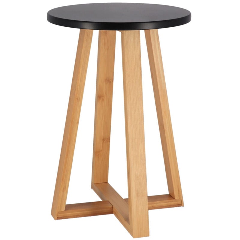 Tabouret pieds bambou et plateau mdf noir - noir bambou Tendance