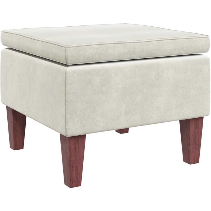 Tabouret avec pieds en bois Crème Velours Vidaxl