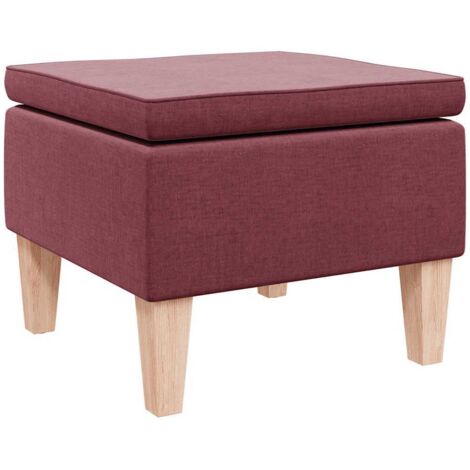 Tabouret avec pieds en bois Rouge bordeaux Tissu CFW190808