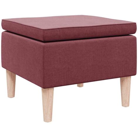 Tabouret avec pieds en bois Rouge bordeaux Tissu CFW646066