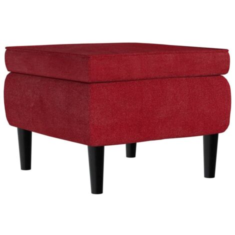 Tabouret avec pieds en bois Rouge bordeaux Velours