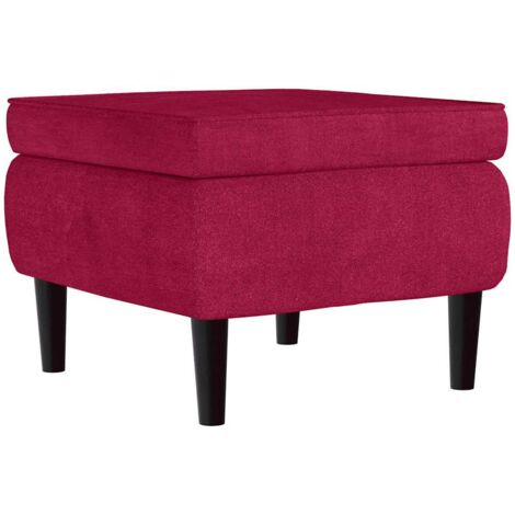 Tabouret avec pieds en bois Rouge bordeaux Velours CFW846331