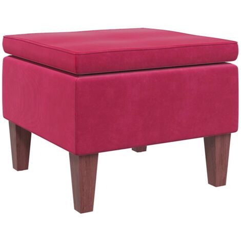 Tabouret avec pieds en bois Rouge bordeaux Velours CFW867744