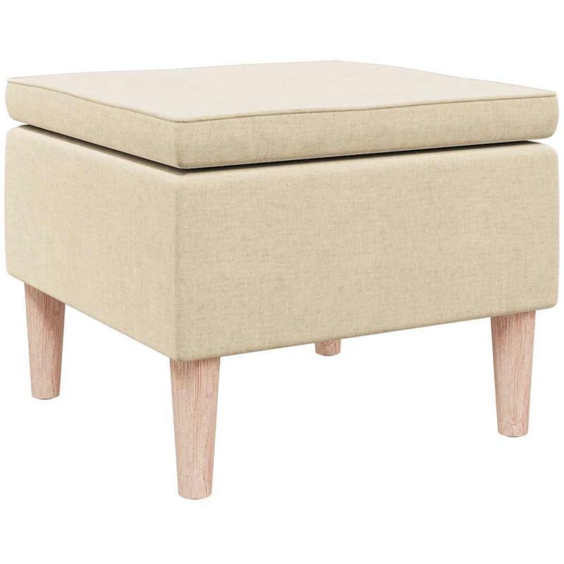 Tabouret avec pieds en bois Crème Tissu Vidaxl