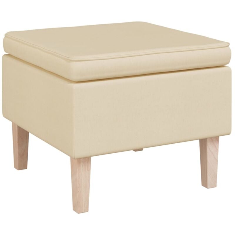 Tabouret avec pieds en bois Crème Tissu Vidaxl