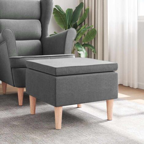 Tabouret avec pieds  Tabouret de Salon Style Contemporain en bois Gris foncé Tissu 82241