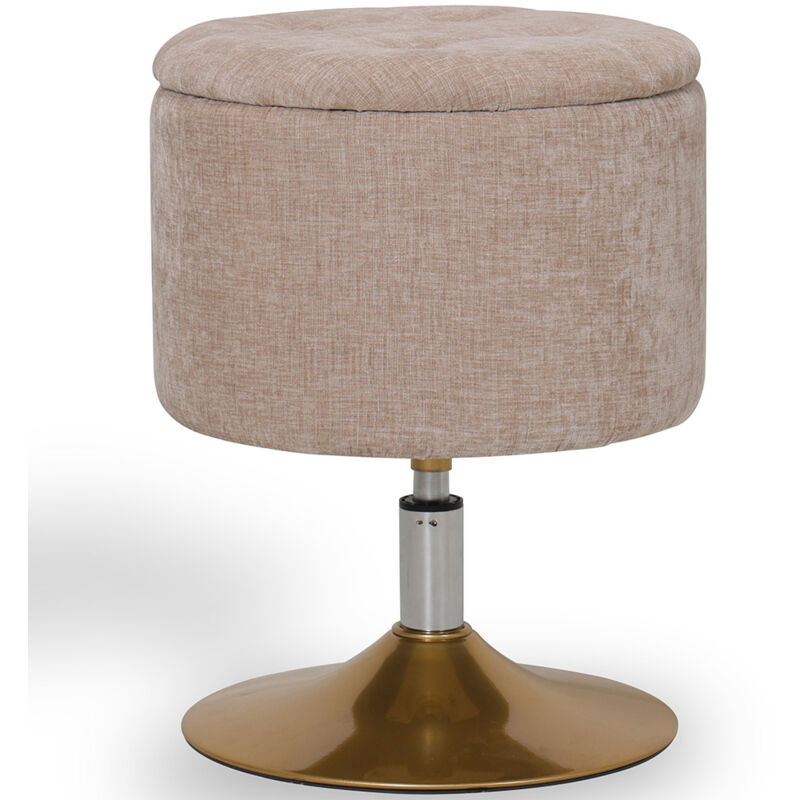 Tabouret Avec Rangement Rembourré En Chenille - Tony Beige