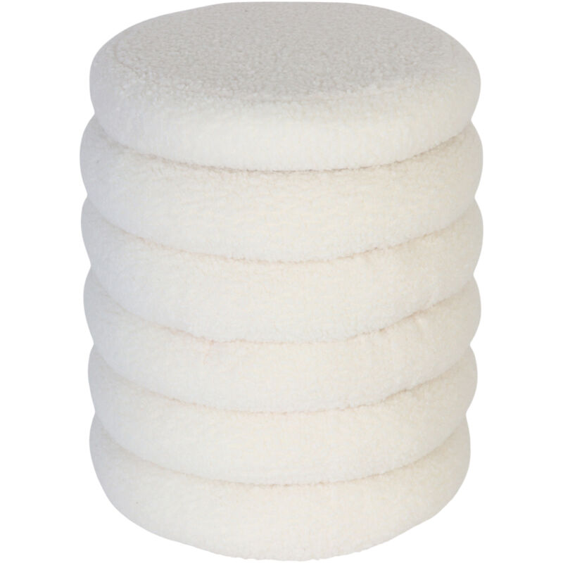 Relaxdays Tabouret avec rangement, tissu bouclé effet teddy, H x P : 44 x 37 cm, style bohème/scandinave, blanc naturel