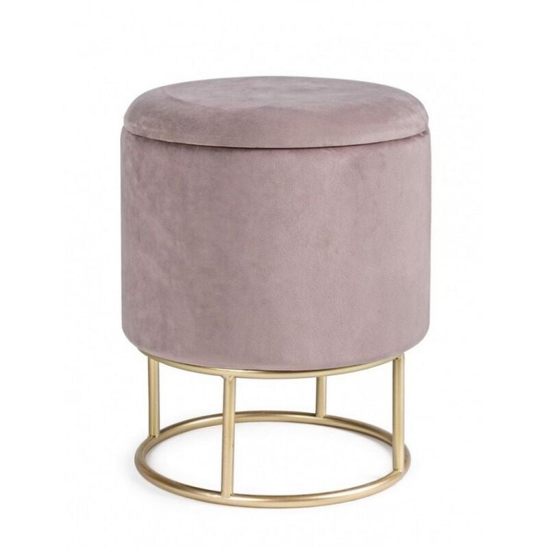 Tabouret avec structure en métal doré avec conteneur rose cm 45 h