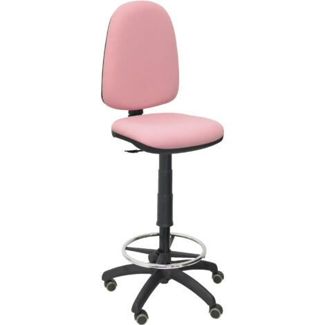 Tabouret Ayna bali roues de parquet rose pâle