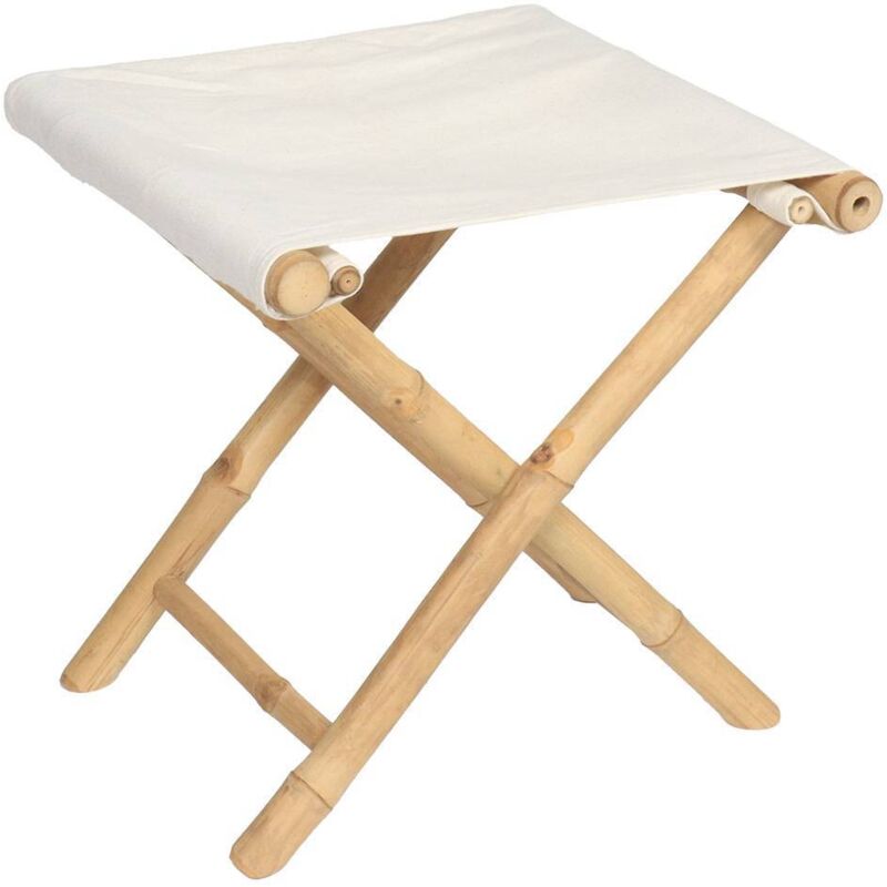 Tabouret bambou pliable assise tissu - bambou blanc Tendance