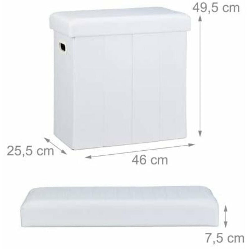 Helloshop26 - Tabouret banc banquette pouf de rangement pliable pliant 50 litres blanc