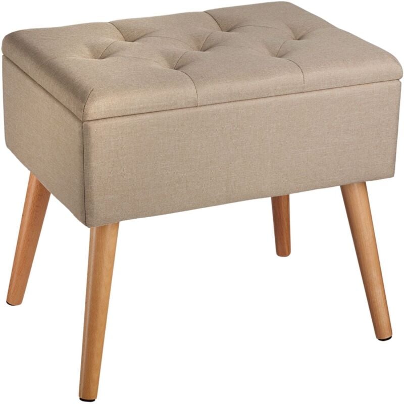 Tabouret banc siège pouf avec coffre de rangement 51 cm beige