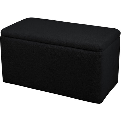Tabouret banc SVITA LEAF avec espace de rangement et coffre de rangement avec couvercle noir