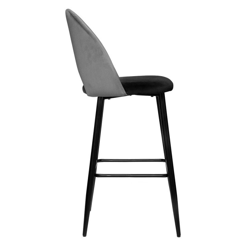 Tabouret bar déco velours "Kara" Atmosphera - Couleur: Gris
