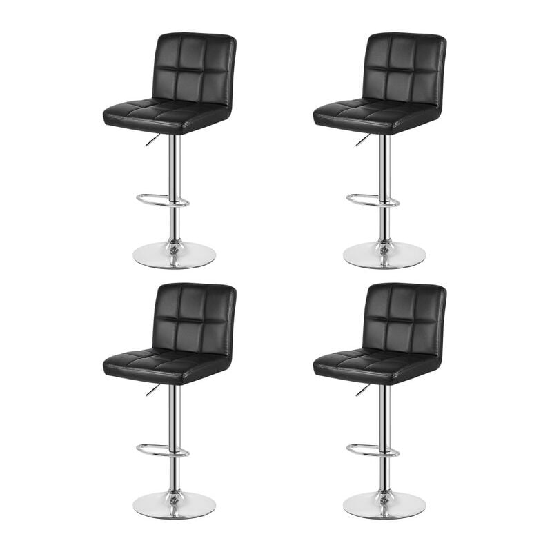 Wowttrelax - Tabouret bar lot 4 cuir - Chaises hautes de bar - Noir