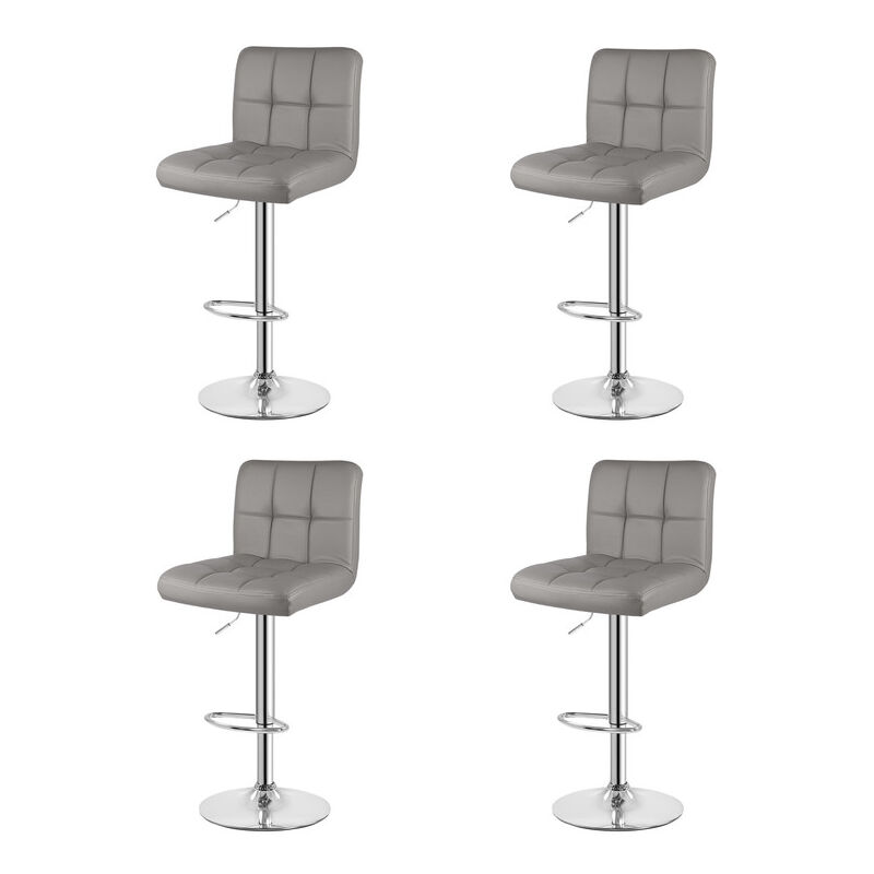 Tabouret bar lot 4 cuir - Chaises hautes de bar - Gris Wowttrelax