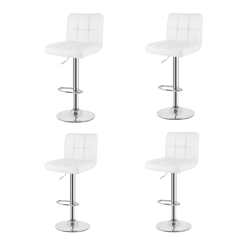 Wowttrelax - Tabouret bar lot 4 cuir - Chaises hautes de bar - Blanc