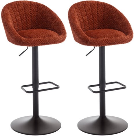 WAHSON OFFICE CHAIRS Tabouret Bar Lot de 2 Chaise Bar en Chenille avec Pieds Réglable Chaise Haute Cuisine Tabouret de Bar avec Repose-Pieds, Brun-Rouge