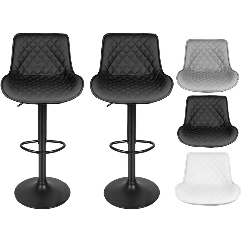 Sifree - Tabourets de Bar Noir Lot de 2, Chaise de Bar Réglable en Hauteur, Pivotant à 360°Tabouret Bar Moderne, avec Dossier Repose-Pied, pour Bar