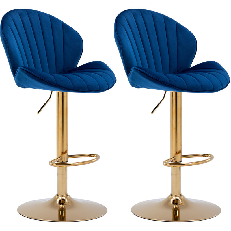 Wahson Office Chairs - Wahson Lot de 2 Tabourets de Bar en Velours, Chaise de Bar Réglable Tabourets Hauts avec Dossier pour Bar Cuisine, Velours,