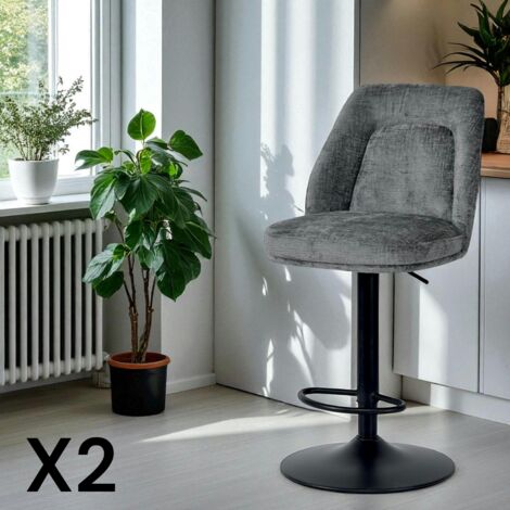 Tabouret bar réglable gris avec dossier (lot de 2) IENA