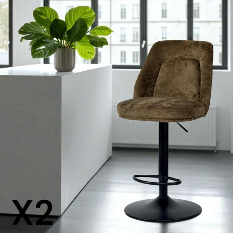 Tabouret bar réglable marron avec dossier (lot de 2) IENA