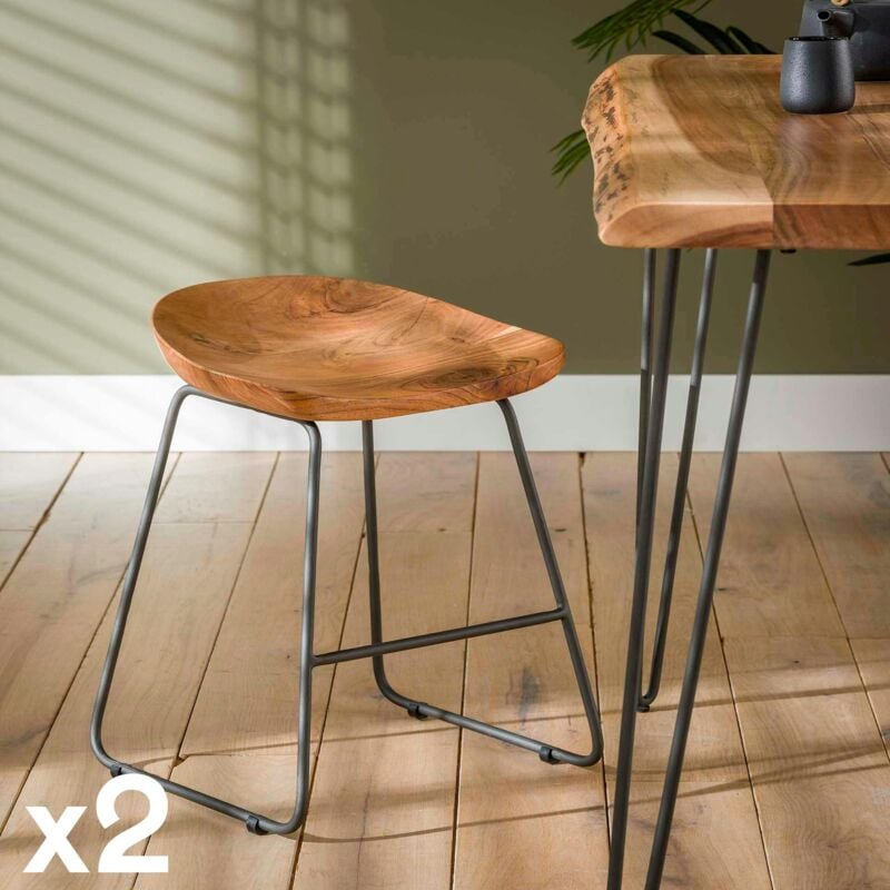 Pier Import - Tabouret bas bois d'acacia (lot de 2) melbourne
