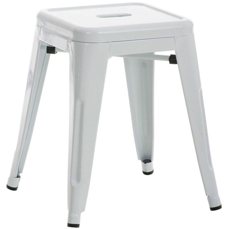 Tabouret bas design industriel hauteur fixe 46 cm en métal blanc 100005492