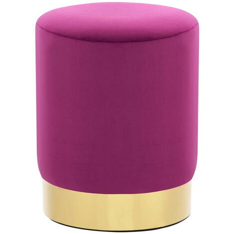 Tabouret bas design velours violet et metal doré Sinza
