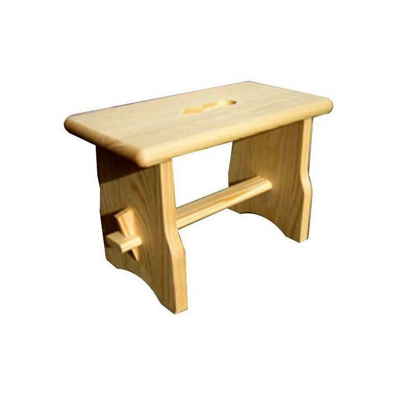 Tabouret bas en bois de pin 16x30 – Trou central pour transport – Bords arrondis – Hauteur 20cm