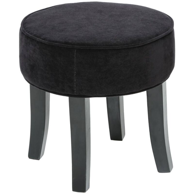 Pouf matelassé - Velours - Noir - Tabouret - Livraison gratuite