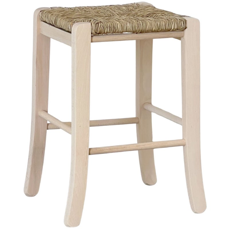 Sgabello basso h 47 cm in legno da dipingere quadrato gambe a sciabola