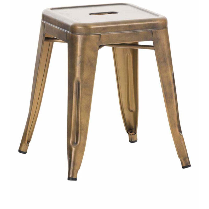 Tabouret bas hauteur 46 cm empilable design industriel en métal doré 100001141