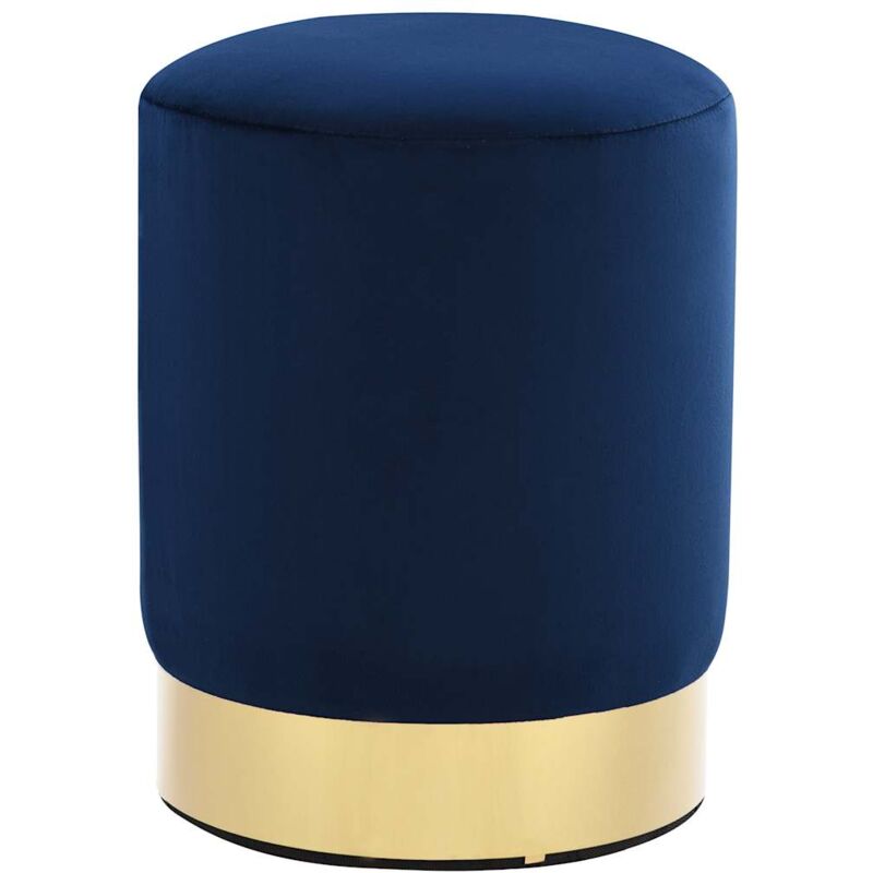 Tabouret bas, Pouf, Repose-pied Bleu et doré Velours FR64863 design in