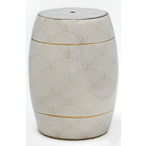 Tabouret bas rond céramique blanc D 32cm
