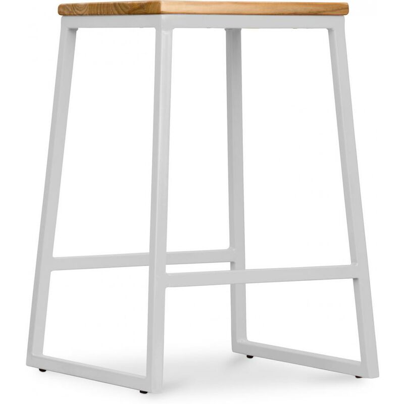 Tabouret de Bar Design Industriel - Bois et Métal - 60cm - Big Boy Gris clair