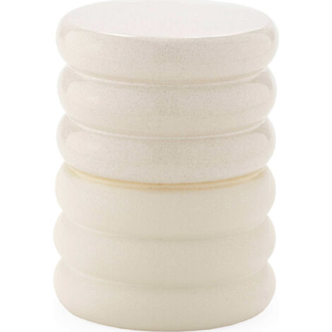 Tabouret blanc en céramique design moderne pour salon ou terrasse - Blanc crème céramique