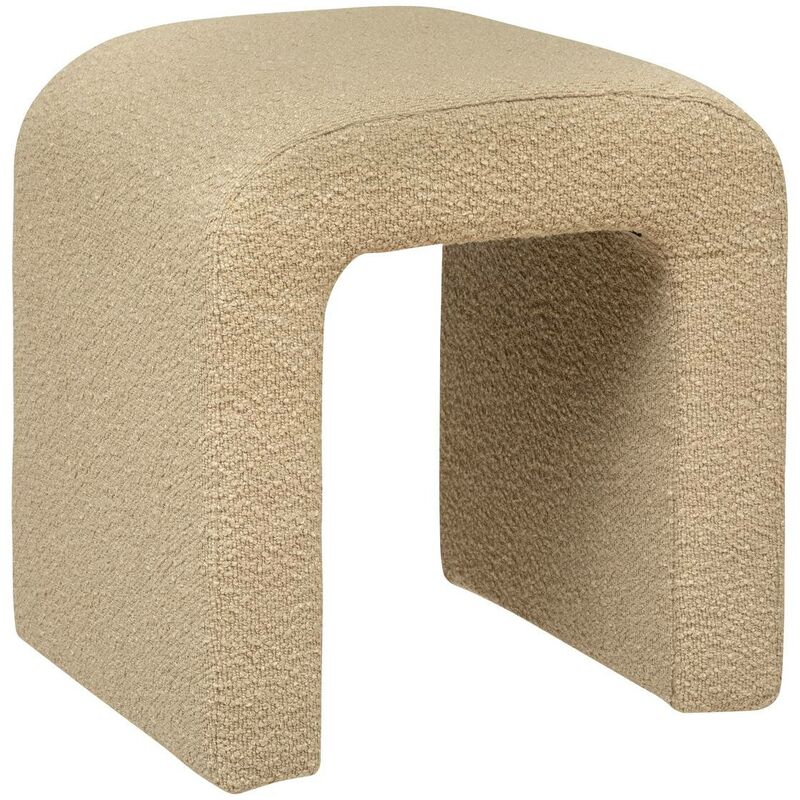 Atmosphera - Pouf Sevi en bouclette 41x35cm beige créateur d'intérieur