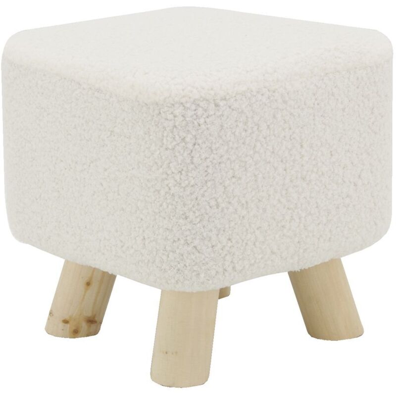 Aubry Gaspard - Tabouret carré enfant en coton bouclettes