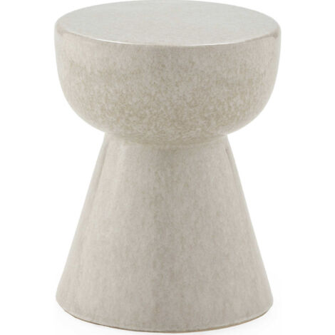 Tabouret céramique beige design élégant pour salon ou terrasse - beige naturel céramique mat