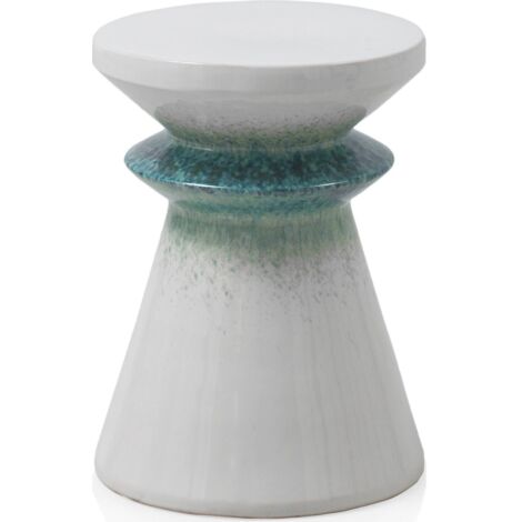 tabouret céramique blanc bleu brillant déco salon - blanc dégradé bleu vert