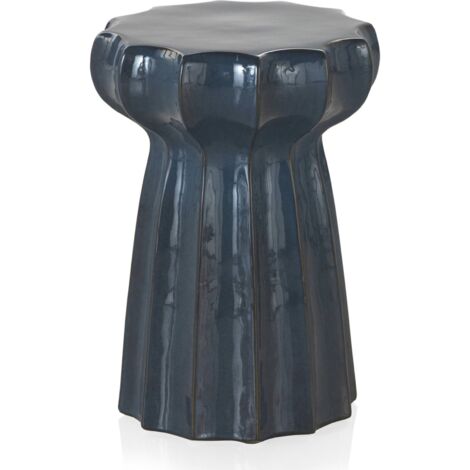 Tabouret céramique bleu finition brillante pour intérieur raffiné - bleu profond finition brillante