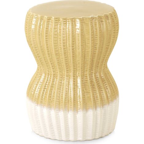 tabouret céramique jaune finition brillante élégant et raffiné - jaune pastel et blanc cassé